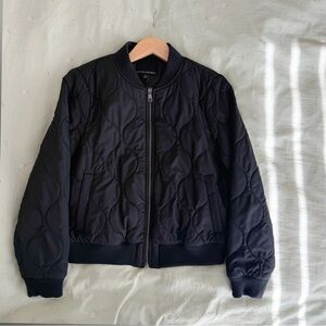 Black Quilted Bomber Jacket